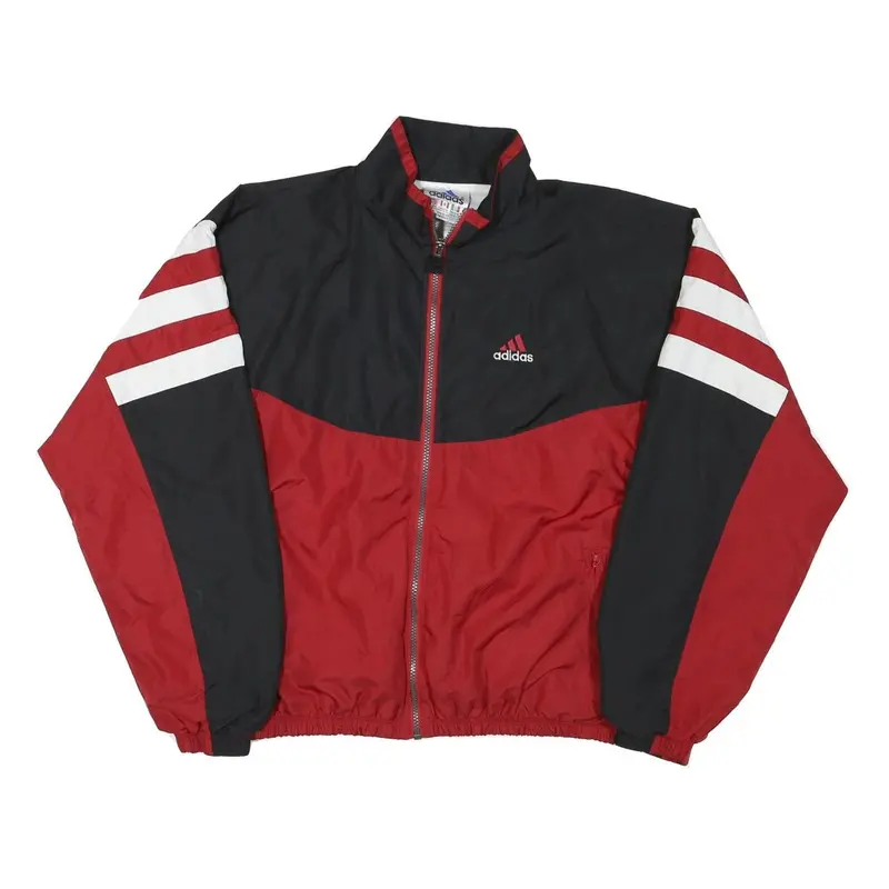 Adidas Mens Black & Red Track Jacket L Polyester Blend Zip Athletic Sportswear 1