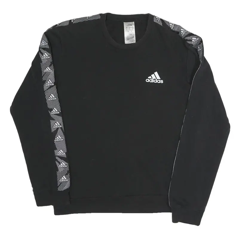 Adidas Mens Black Sweatshirt S Crew Neck Cotton Blend Sportswear 1