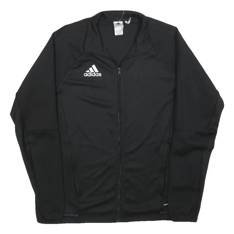 Adidas Mens Black Track Jacket M Polyester Zip Athletic Sportswear Activewear 1