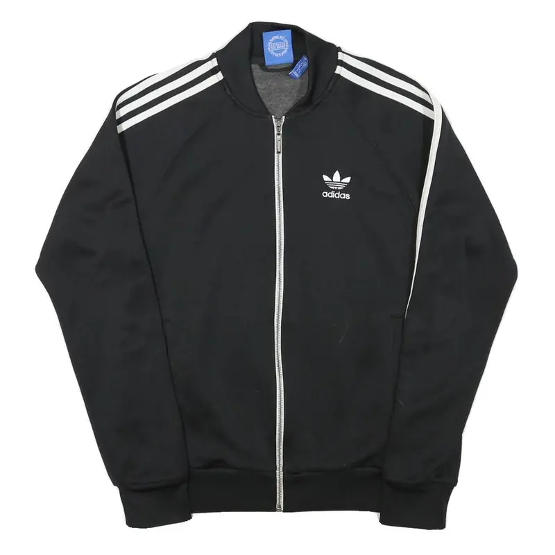 Adidas Mens Black Track Jacket S Polyester Blend Plain Zip Closure Sportswear 1