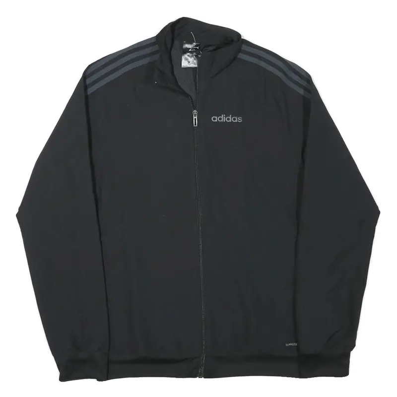 Adidas Mens Black Track Jacket S Polyester Blend Plain Zip Sportswear 1
