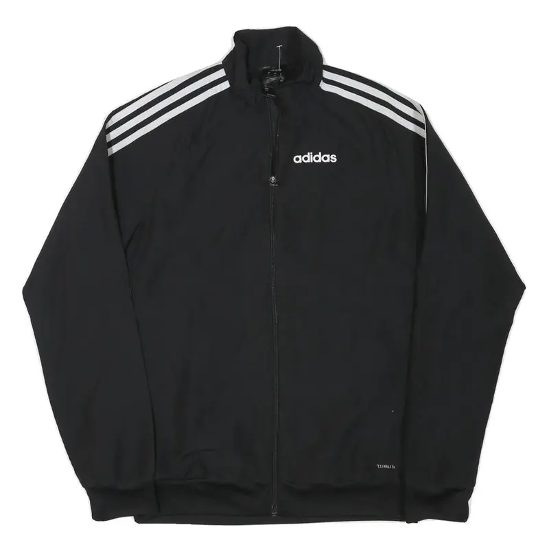 Adidas Mens Black Track Jacket Xs Polyester Blend Zip Plain 3-Stripes Sportswear 1