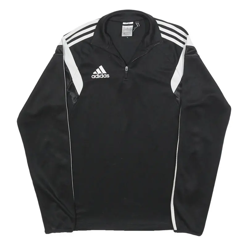 Adidas Mens Black & White 1/4 Zip S Sweatshirt Sports Training Pullover 1