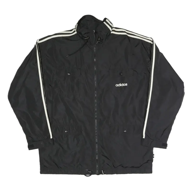 Adidas Mens Black & White Classic Zip Up Polyester Blend Track Jacket L 1