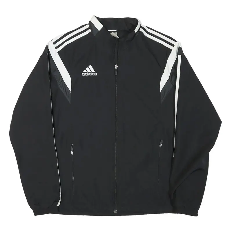 Adidas Mens Black & White Sports Zip Polyester Blend Track Jacket M Plain 1