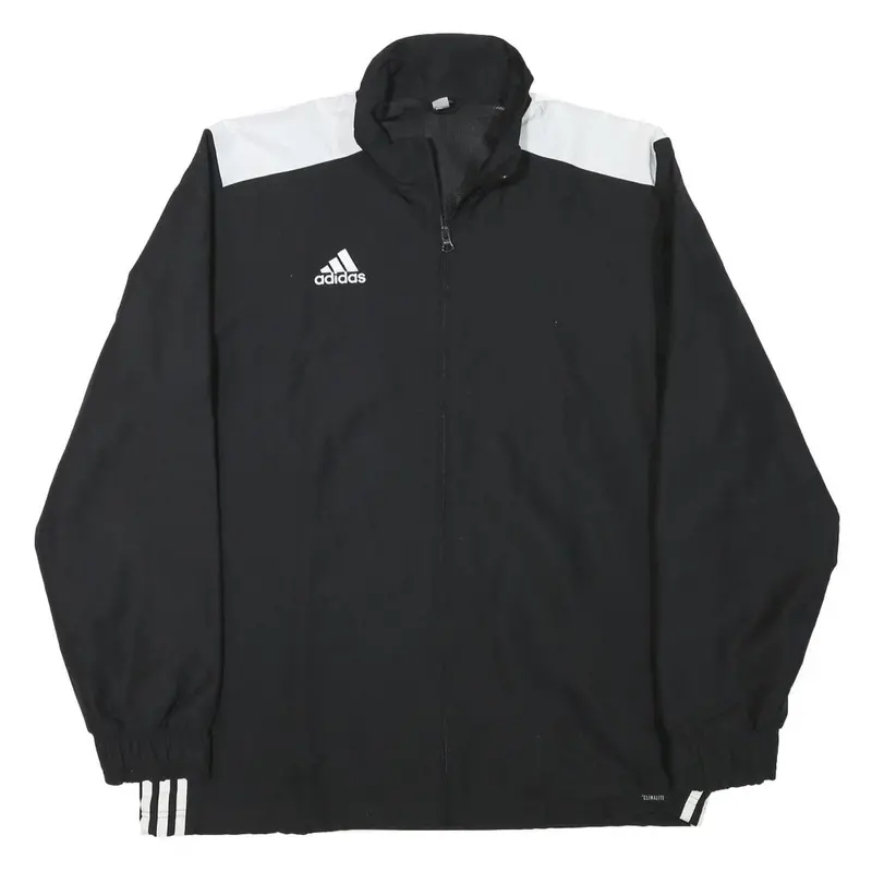Adidas Mens Black & White Track Jacket L Polyester Blend Zip Athletic Sportswear 1