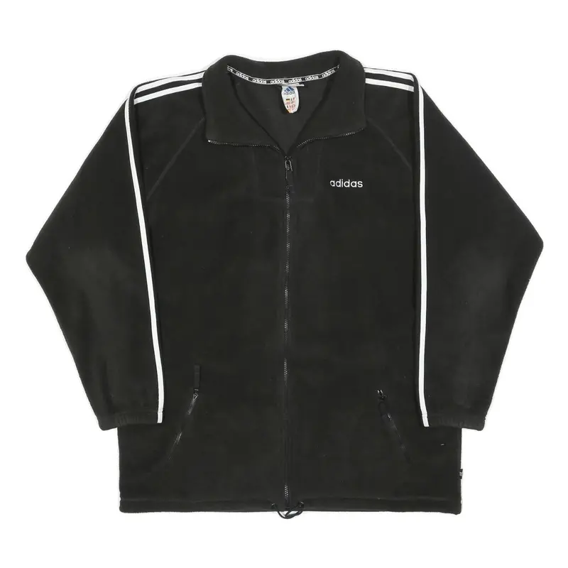 Adidas Mens Black & White Track Jacket L Polyester Zip Sweatshirt 1