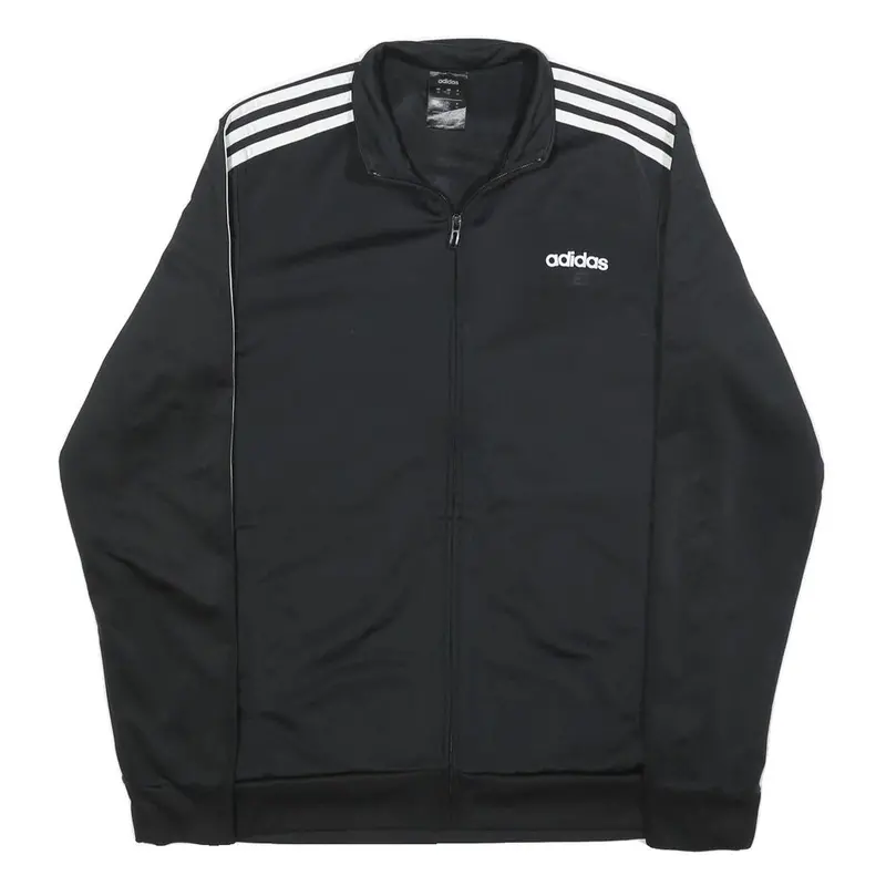 Adidas Mens Black & White Track Jacket M Polyester Plain Zip Sports Casual 1