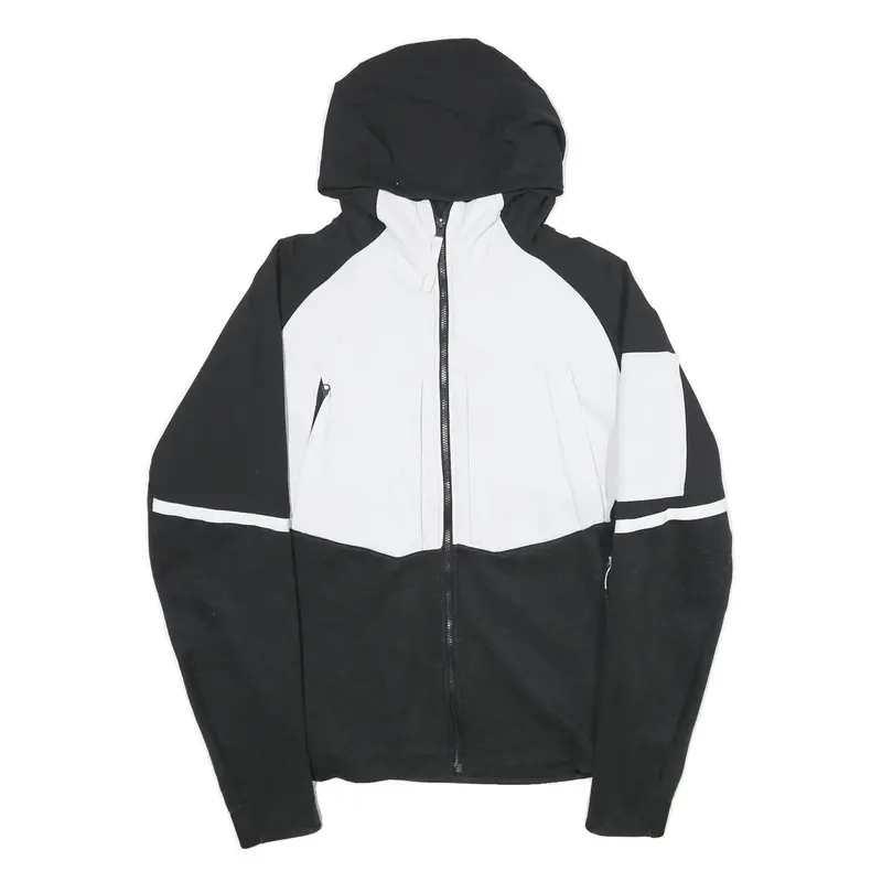 Adidas Mens Black & White Zip Hooded Jacket M Polyester Blend Colourblock 1