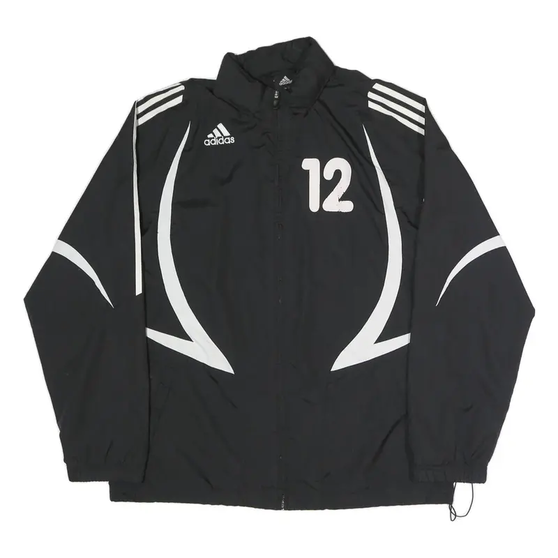 Adidas Mens Black & White Zip Jacket M Polyester Blend Sports Casual 1