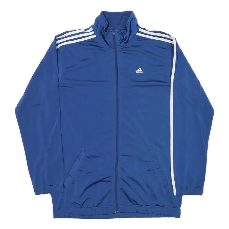Adidas Mens Blue Classic Jacket M Polyester Blend Zip Striped Sportswear 1