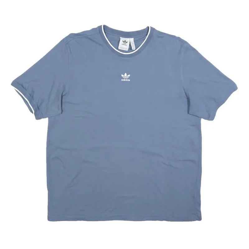 Adidas Mens Blue Crew Neck Short Sleeve Graphic T-Shirt L Casual Cotton 1