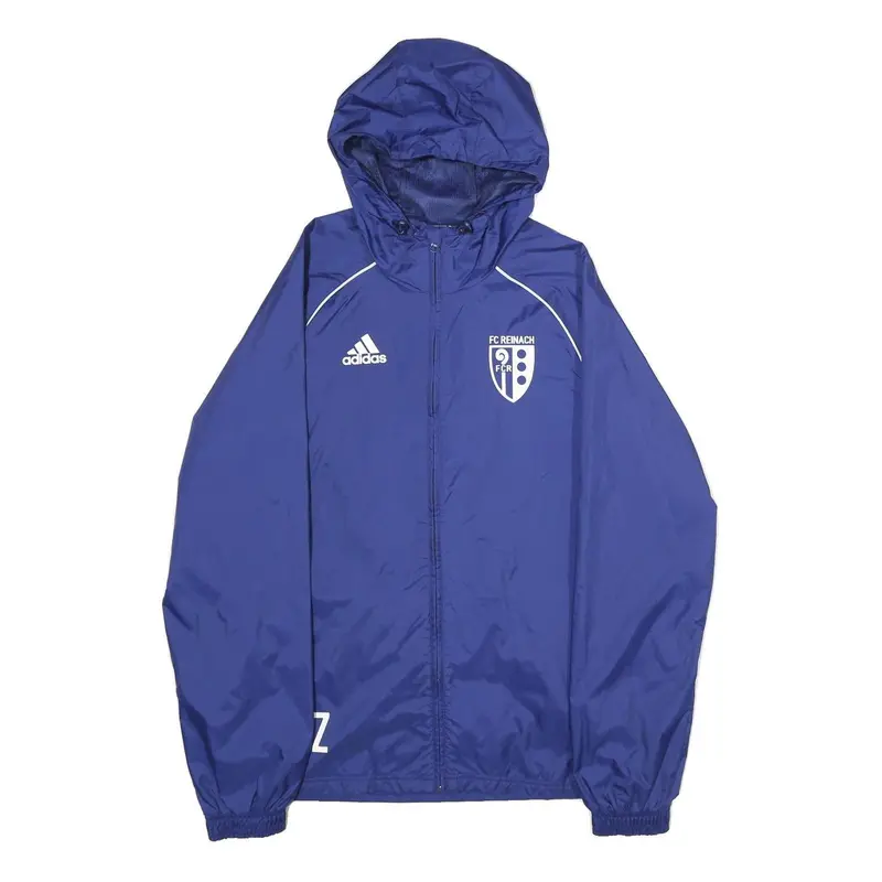 Adidas Mens Blue Fc Reinach Zip Hooded Polyamide Track Jacket S Lightweight 1