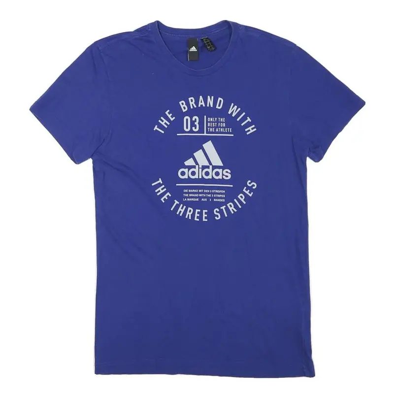 Adidas Mens Blue Graphic T-Shirt S Short Sleeve Crew Neck Cotton Blend 1