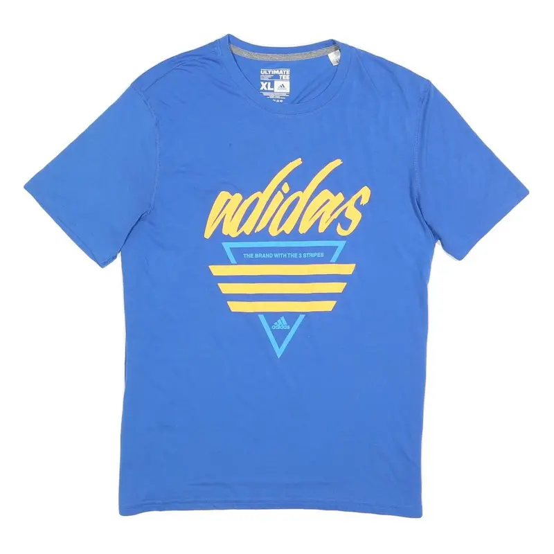 Adidas Mens Blue Graphic T-Shirt Xl Short Sleeve Crew Neck Logo Streetwear 1