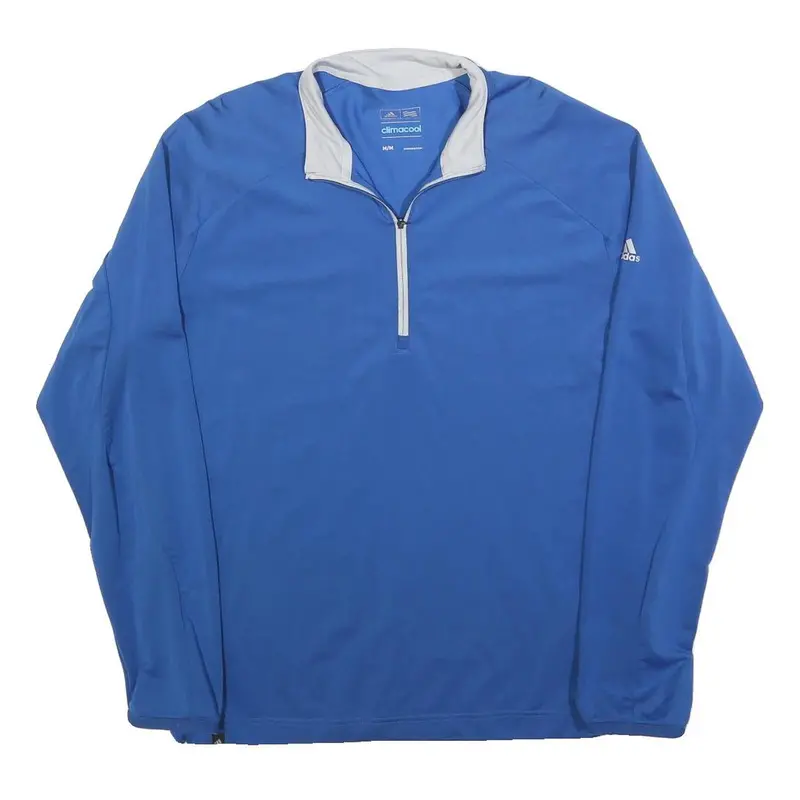 Adidas Mens Blue & Grey 1/4 Zip Sweatshirt M Climacool Sports Activewear 1