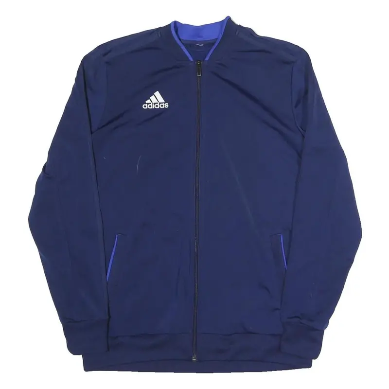 Adidas Mens Blue Jacket M Polyester Blend Track Top Sportswear Zip Casual 1
