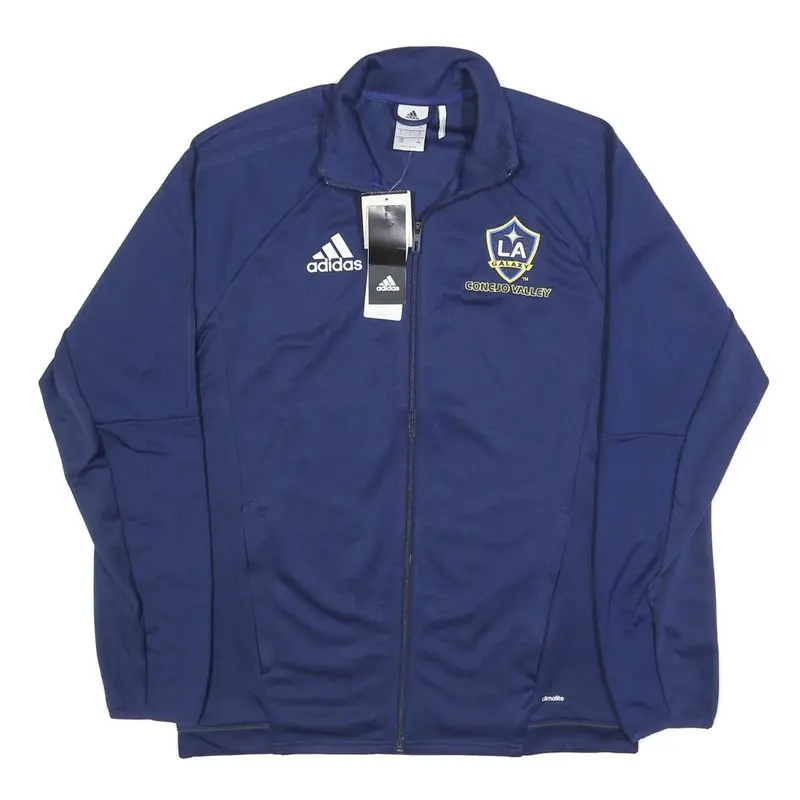 Adidas Mens Blue La Galaxy Outdoor Jacket L Polyester Microfibre Plain Zip 1
