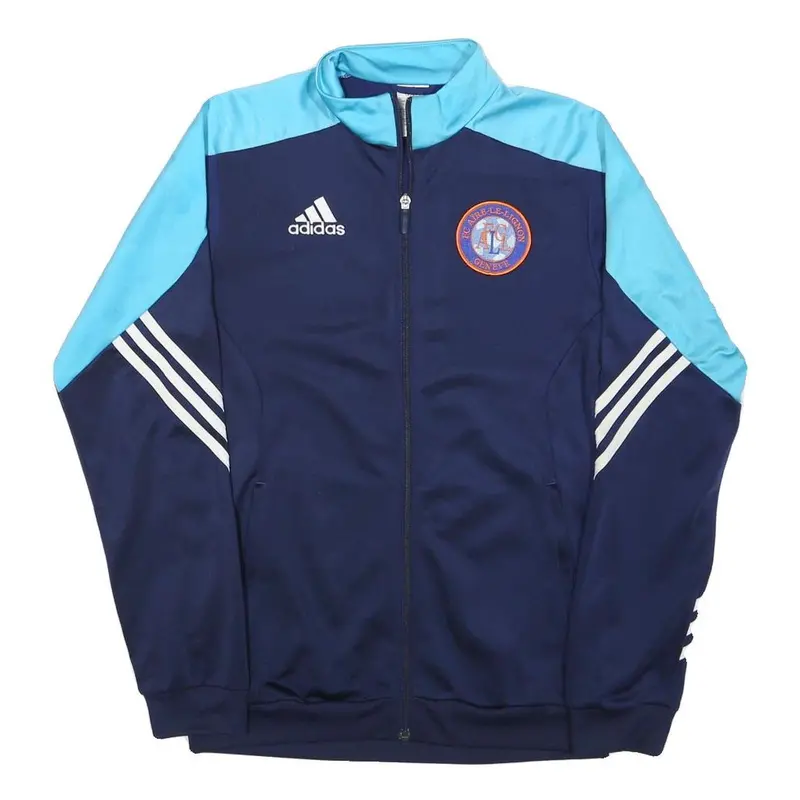 Adidas Mens Blue & Light Blue Fc Aire-Le-Lignon Geneva Jacket S Polyester Blend 1