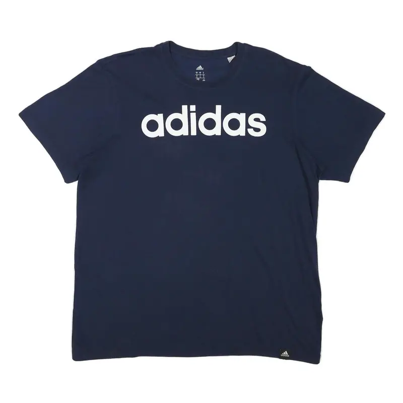 Adidas Mens Blue Logo T-Shirt L Short Sleeve Crew Neck Cotton Blend 1