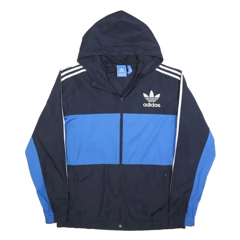 Adidas Mens Blue & Navy Hooded Zip Jacket L Polyester Blend Sportswear 1