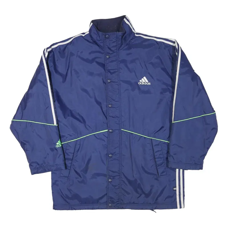 Adidas Mens Blue Navy Polyester Blend Jacket L Zip Plain Sportswear 1