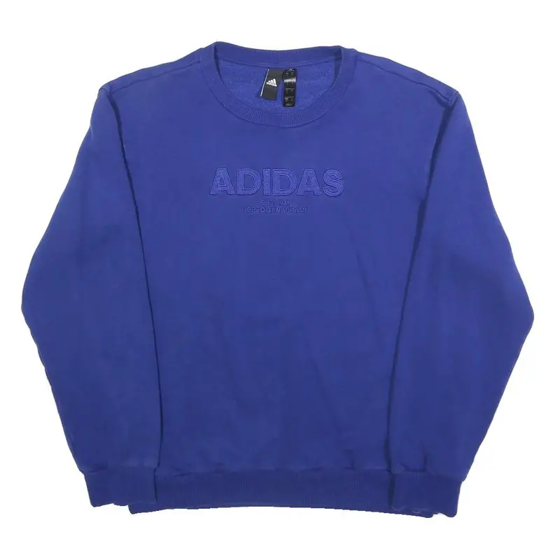 Adidas Mens Blue Sweatshirt Crew Neck S Cotton Blend Pullover Casual 1