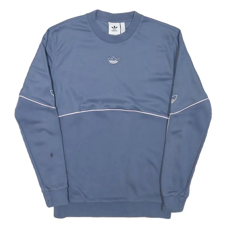 Adidas Mens Blue Sweatshirt Crew Neck S Polyester Blend Casual Sportswear 1
