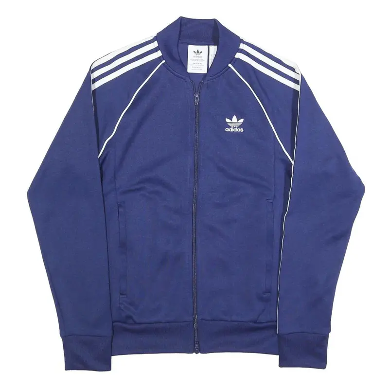 Adidas Mens Blue Track Jacket Xs Polyester Plain Zip Athletic Casual Sportswear 1