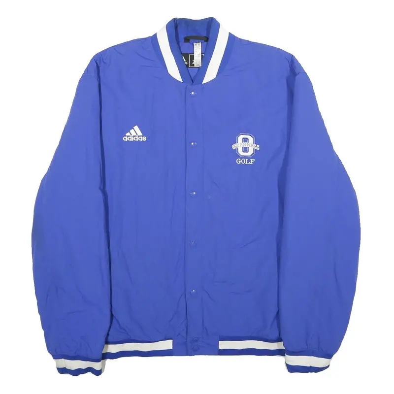 Adidas Mens Blue & White Golf Bomber Jacket 2Xl Nylon Button Sportswear 1