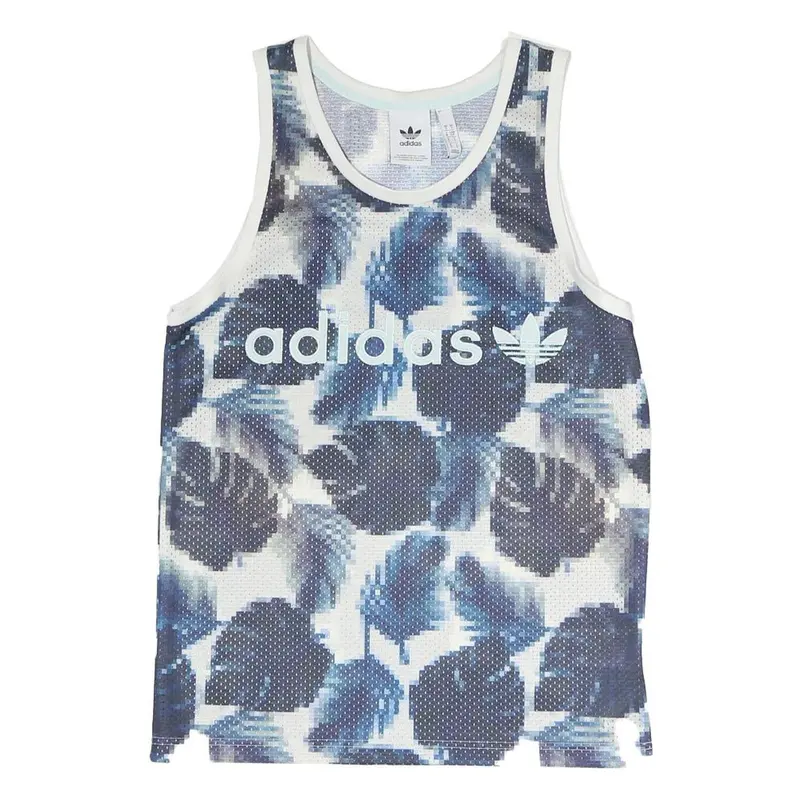 Adidas Mens Blue White Graphic Vest S Sleeveless Crew Neck Sportswear 1