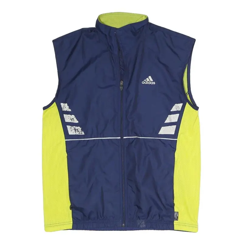 Adidas Mens Blue & Yellow Sleeveless Zip Jacket Polyester Blend Sports Vest M 1