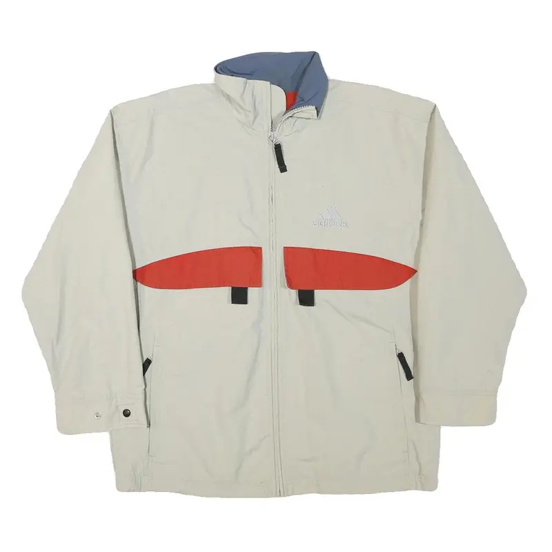 Adidas Mens Cream & Red Zip Jacket L Polyester Blend Plain Sportswear 1