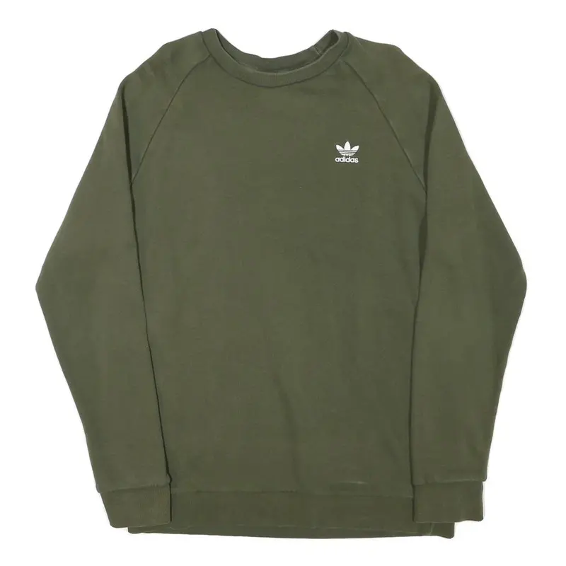 Adidas Mens Green Crew Neck M Cotton Blend Sweatshirt Casual Sportswear 1