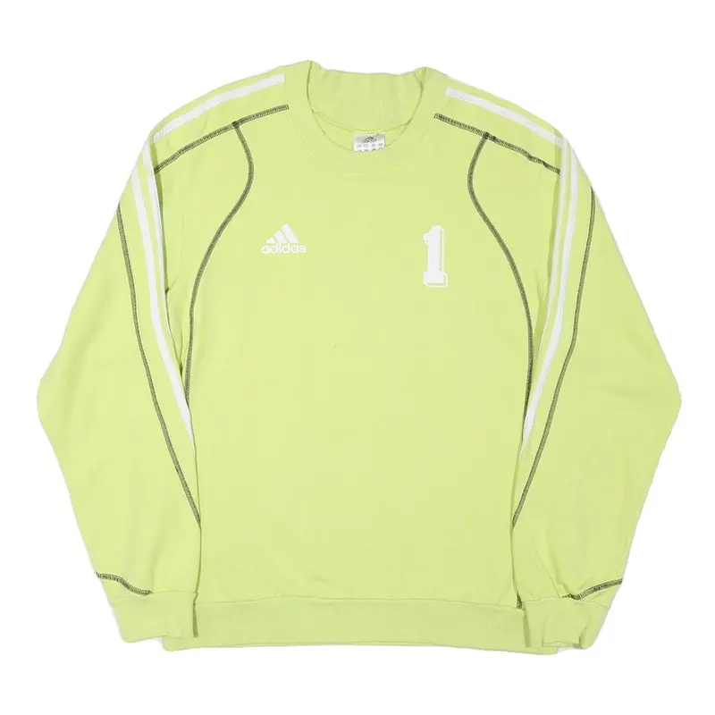 Adidas Mens Green Crew Neck M Cotton Blend Sweatshirt Sports Casual 1