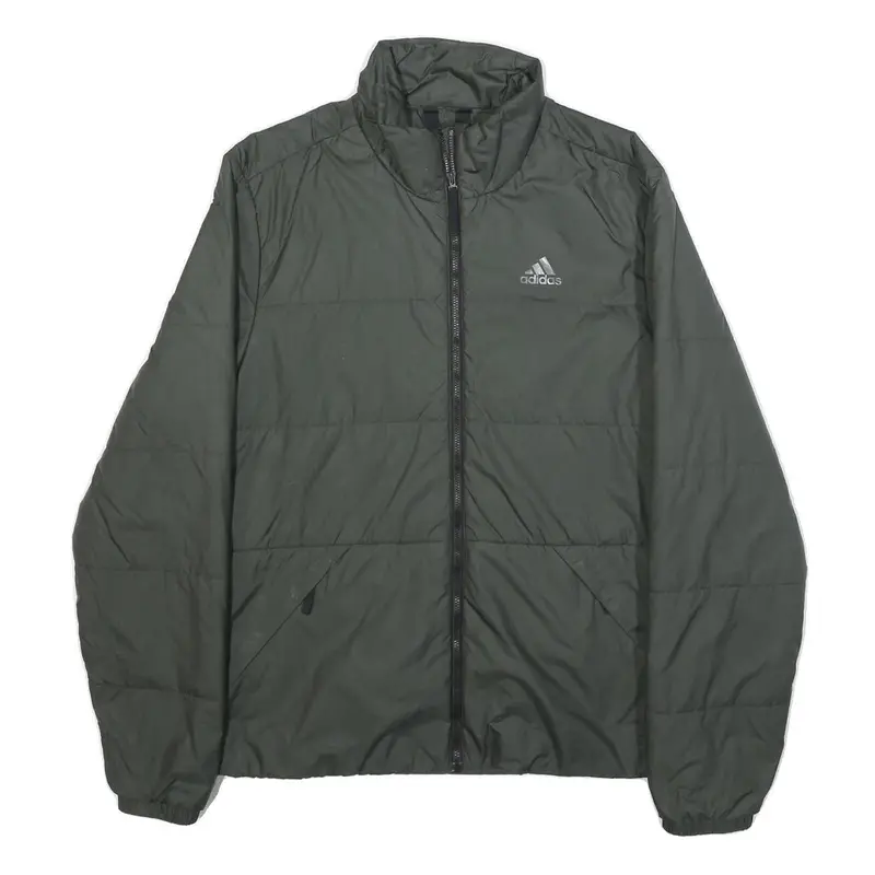 Adidas Mens Green Jacket S Polyester Plain Zip Full Zip Sportswear Light 1