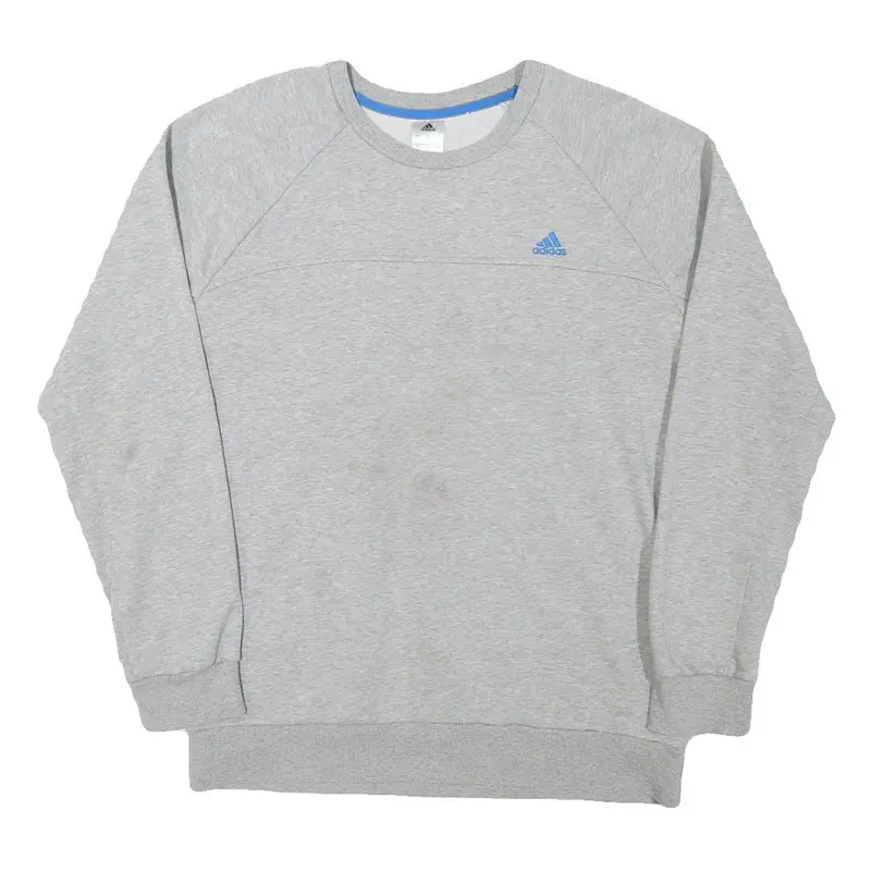 Adidas Mens Grey Cotton Blend Crew Neck L Sportswear Casual Pullover Sweatshirt 1