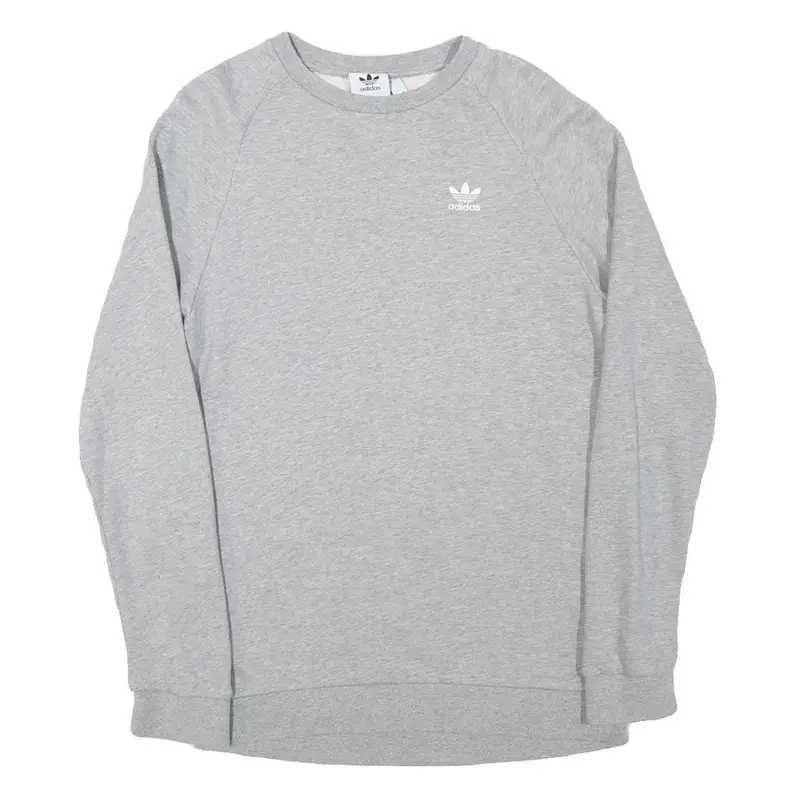 Adidas Mens Grey Cotton Blend Crew Neck Sweatshirt S Casual Lightweight Pullover 1