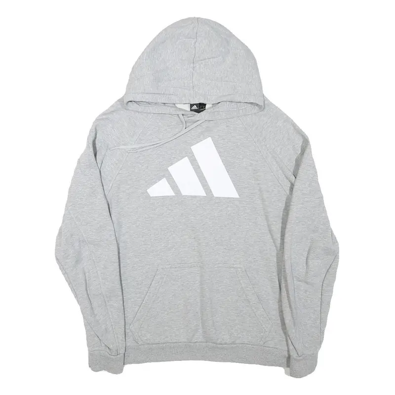 Adidas Mens Grey Cotton Blend Hoodie M Casual Pullover Sweatshirt Sportswear 1