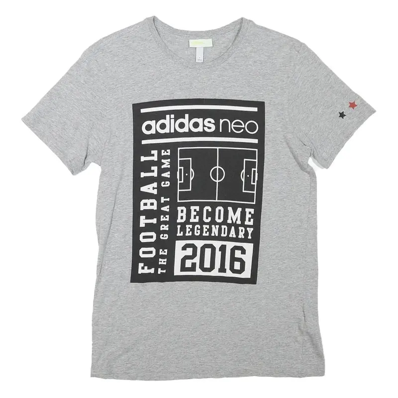 Adidas Mens Grey Football Graphic T-Shirt S Short Sleeve Crew Neck Casual 1