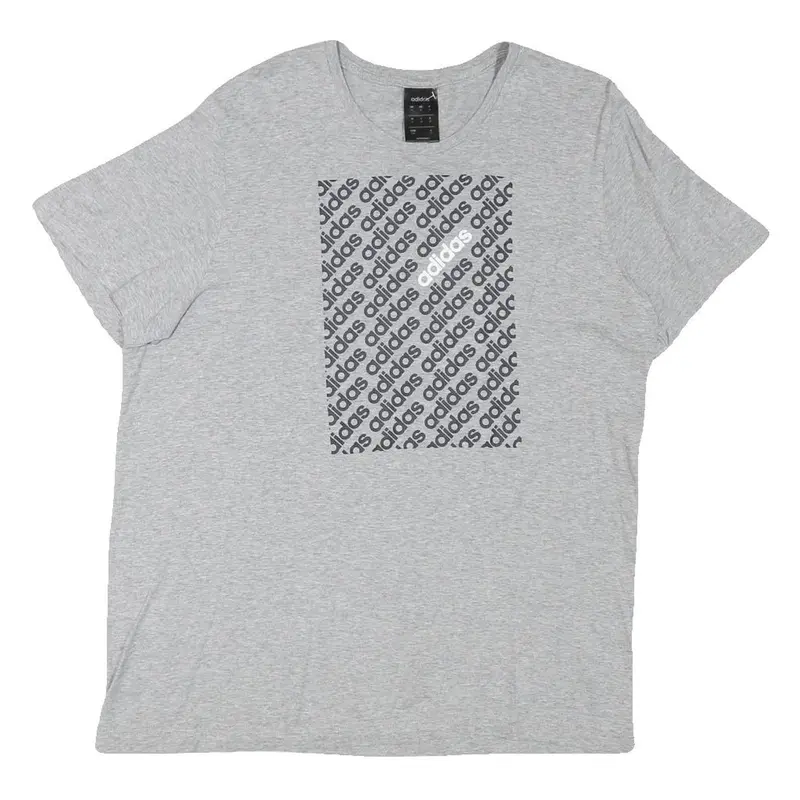 Adidas Mens Grey Graphic T-Shirt M Short Sleeve Crew Neck Cotton Blend Casual 1