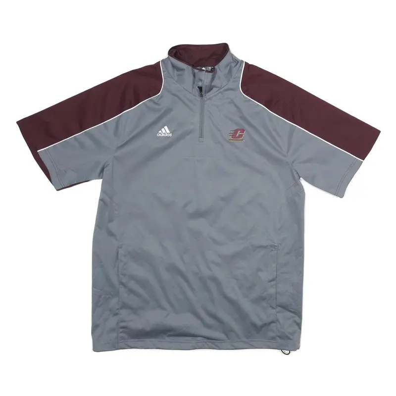 Adidas Mens Grey & Maroon Sports Logo 1/4 Zip L Sweatshirt Athletic Pullover 1