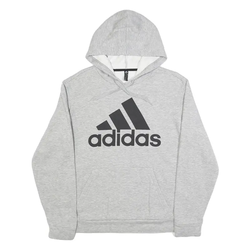 Adidas Mens Grey Pullover Hoodie M Cotton Blend Casual Sportswear Sweatshirt 1