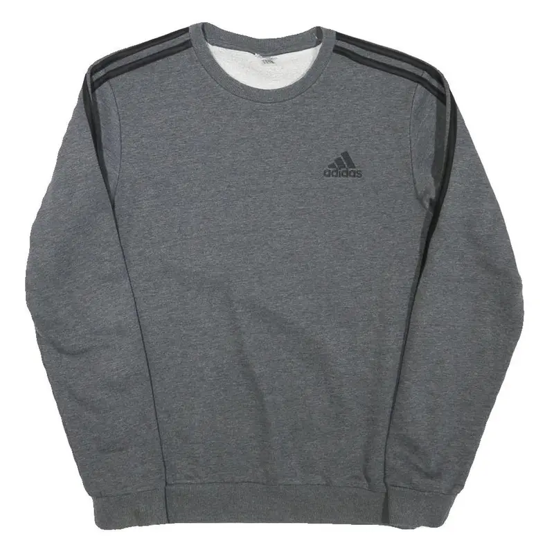 Adidas Mens Grey Sweatshirt Crew Neck M Cotton Blend Athletic Pullover 1