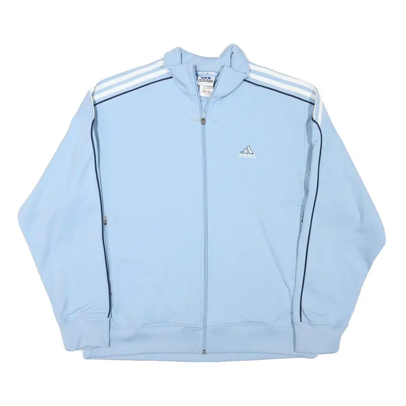 Adidas Mens Light Blue Polyester Blend Track Jacket L Zip Plain Sports 1