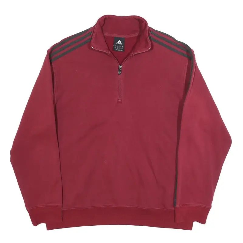Adidas Mens Maroon 1/4 Zip Sweatshirt M Cotton Blend Athletic Sportswear 1