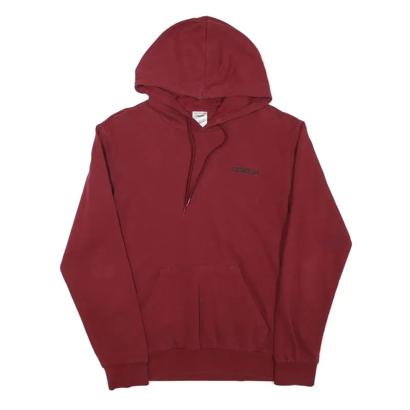 Adidas Mens Maroon Hoodie S Cotton Blend Pullover Sweatshirt Drawstring 1