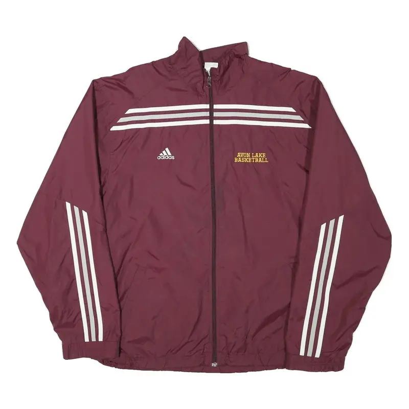 Adidas Mens Maroon & White Avon Lake Basketball Track Jacket L Polyester Blend 1