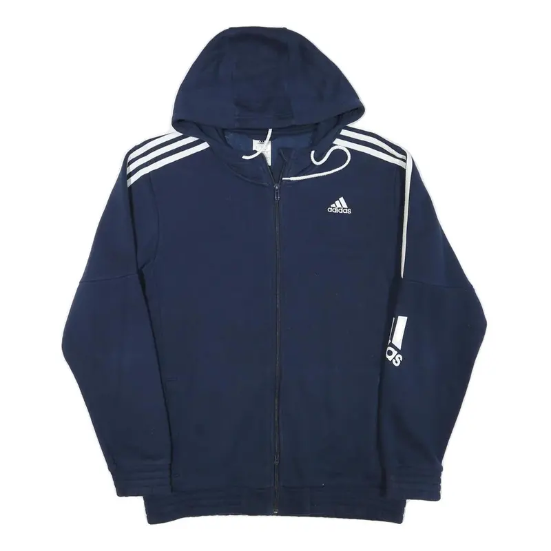 Adidas Mens Navy Blue Full Zip Hoodie M Cotton Blend Casual Sportswear 1