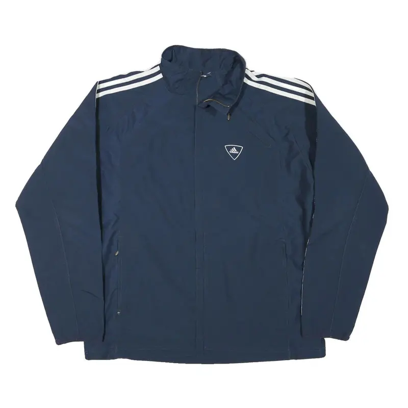 Adidas Mens Navy Blue Track Jacket L Polyester Blend Zip Athletic Casual 1